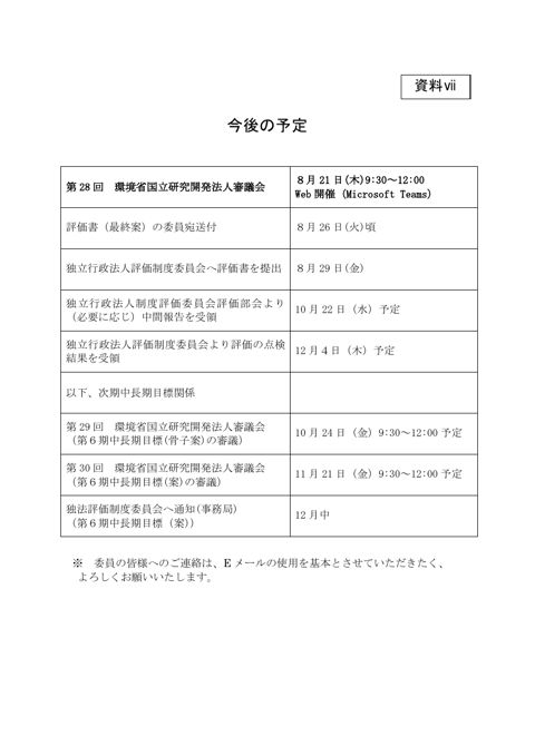 【資料ⅶ】今後の予定