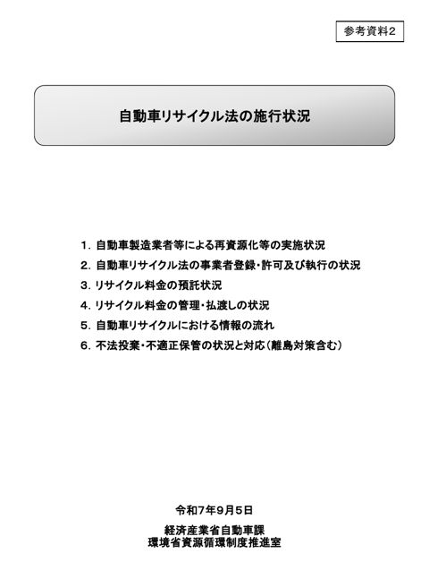 自動車リサイクル法の施行状況