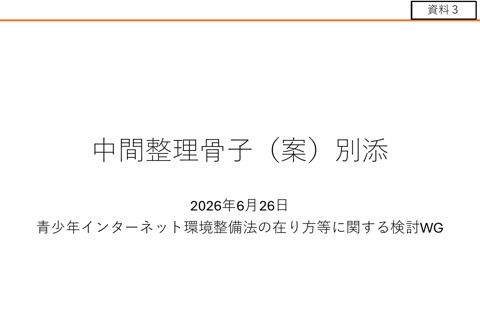 資料3 青少年インターネット環境整備法の在り方等に関する検討ワーキンググループ中間整理報告書骨子（案）別添