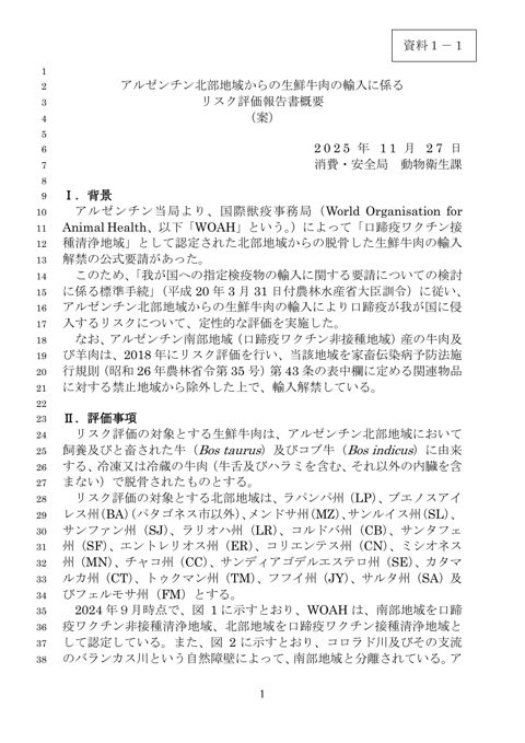 （資料1－1）【概要版】アルゼンチン北部地域リスク評価報告書案