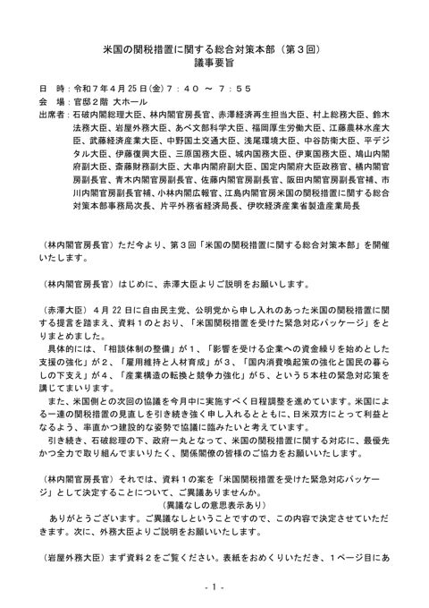 議事要旨 の表紙