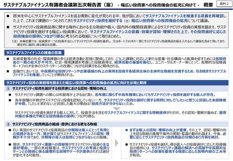 サステナブルファイナンス有識者会議第五次報告書（案）概要