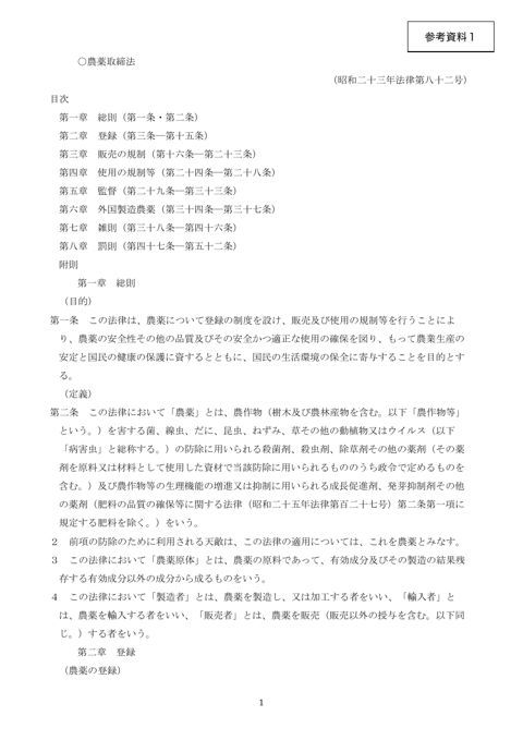 農薬取締法（昭和23年7月1日法律第82号、2020年12月1日改正）