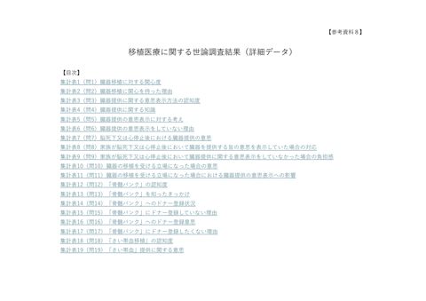参考資料８ 移植医療に関する世論調査結果（詳細データ）［PDF形式：1.4MB］