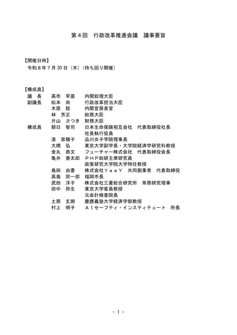 議事要旨 の表紙