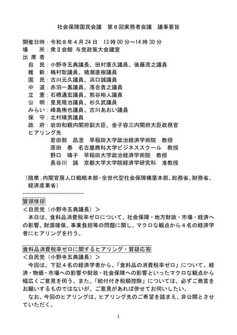 議事要旨 の表紙