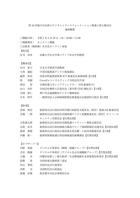 議事概要 の表紙