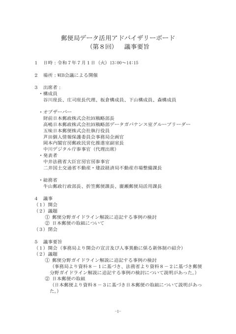 議事要旨 の表紙
