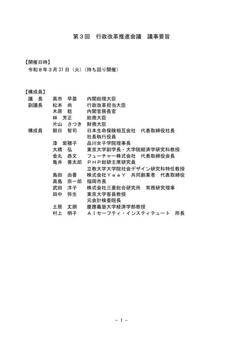 議事要旨 の表紙
