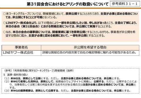 第31回会合におけるヒアリングの取扱いについて