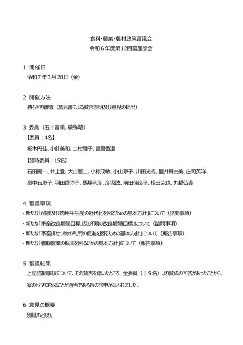 意見の概要(PDF : 504KB) )(持ち回り審議) の表紙