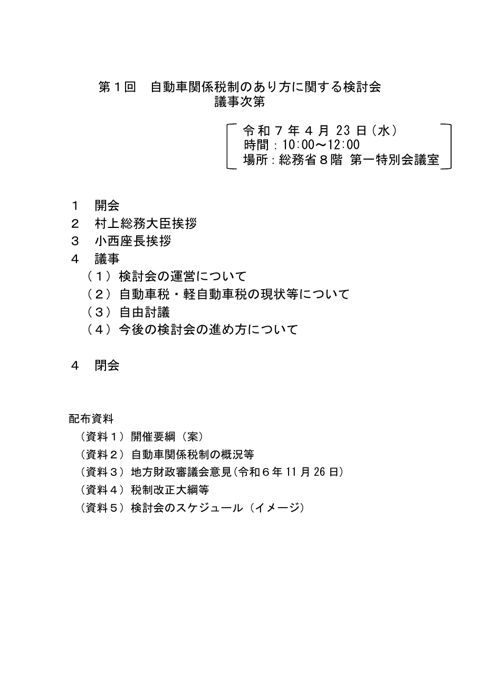 自動車関係税制のあり方に関する検討会