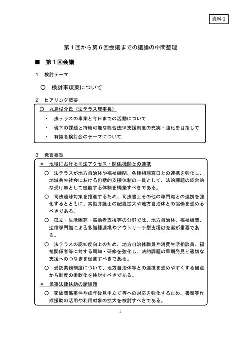 第１回から第６回会議までの議論の中間整理