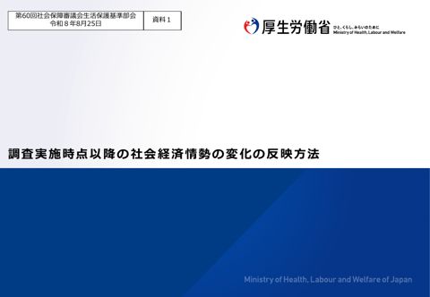 (資料１) 調査実施時点以降の社会経済情勢の変化の反映方法［PDF形式：2.1MB］ の表紙