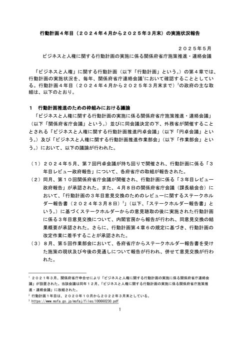 行動計画４年目（２０２４年４月から２０２５年３月末）の実施状況報告