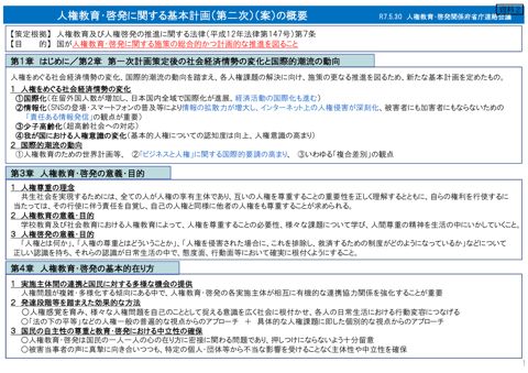 人権教育・啓発に関する基本計画（第二次）（案）の概要 【ＰＤＦ】