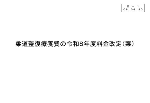 柔－１ 柔道整復療養費の令和８年度料金改定（案）について［PDF形式：911KB］