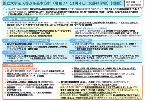 【参考資料1-6】国立大学法人等改革基本方針【概要】