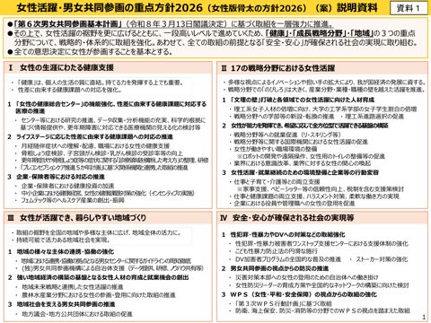女性活躍・男女共同参画の重点方針 2026（女性版骨太の方針 2026）説明資料