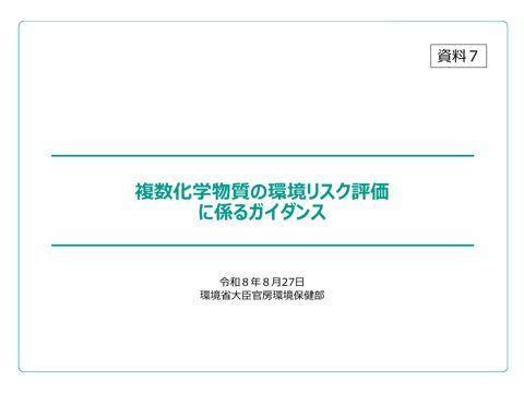 複数化学物質の環境リスク評価に係るガイダンスについて の表紙