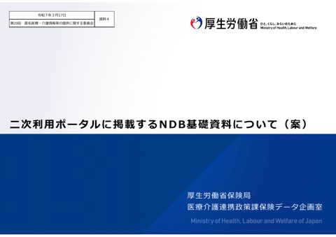 資料４ 二次利用ポータルに掲載するNDB基礎資料について（案）［3.9MB］