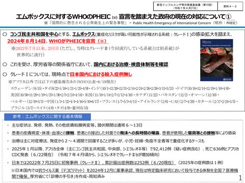 資料４－２_エムポックスに対するWHO のPHEIC 宣言を踏まえた政府の現在の対応について