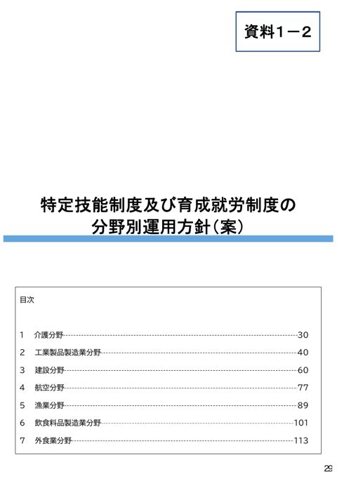 資料１－２ 特定技能制度及び育成就労制度の分野別運用方針（案）