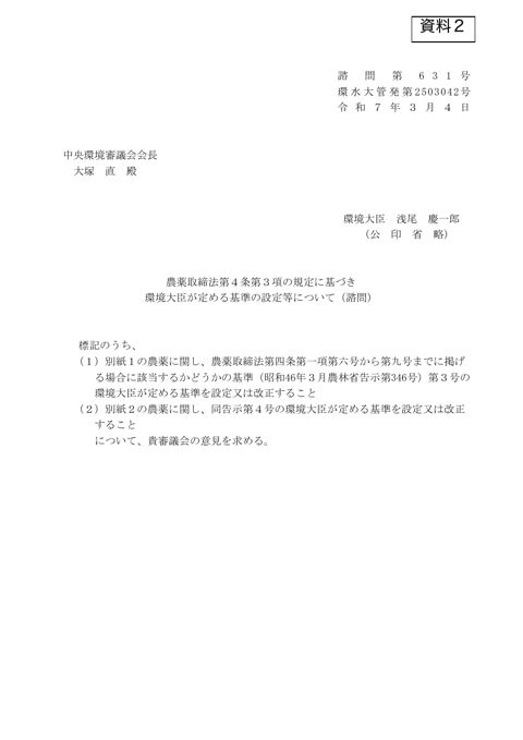諮問書（写）及び付議書（写）