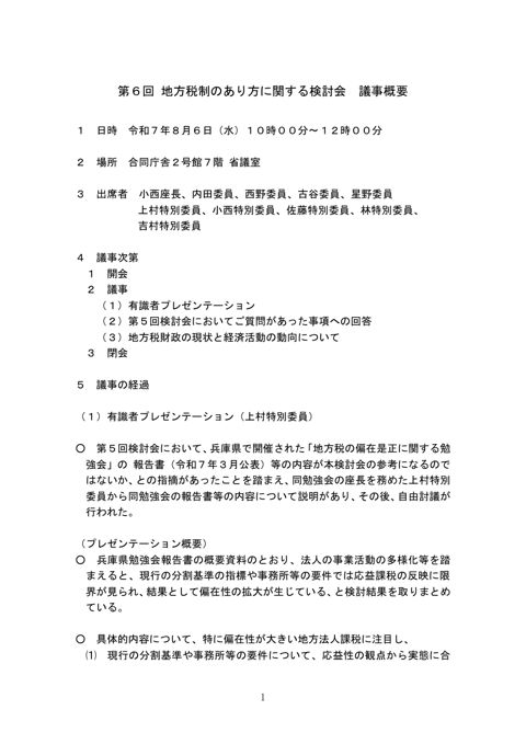 議事概要 の表紙