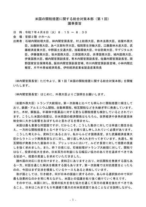議事要旨 の表紙