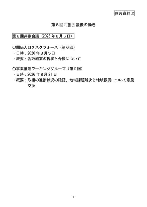 参考資料2 事業推進WG・各TFの開催状況