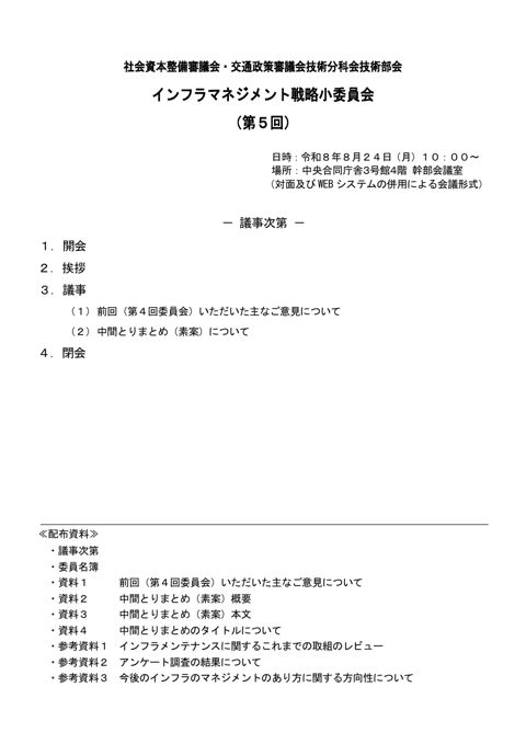 議事次第 の表紙