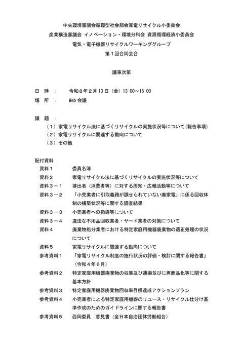 議事次第 の表紙