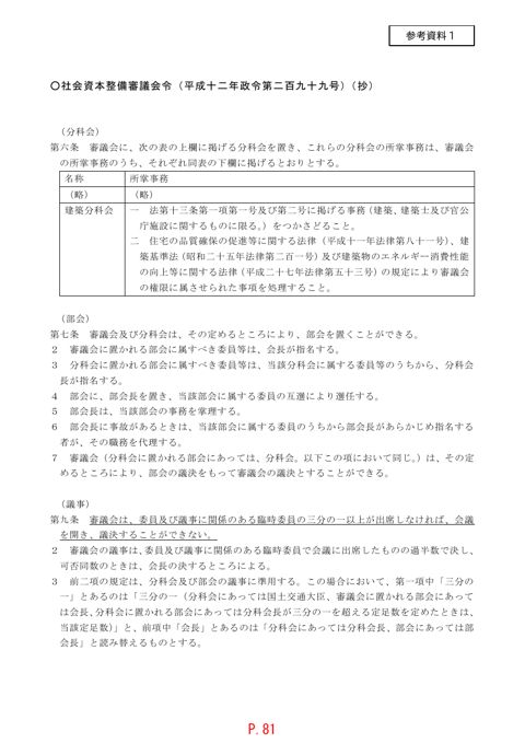 【参考資料１】社会資本整備審議会令（平成12年政令第299号）