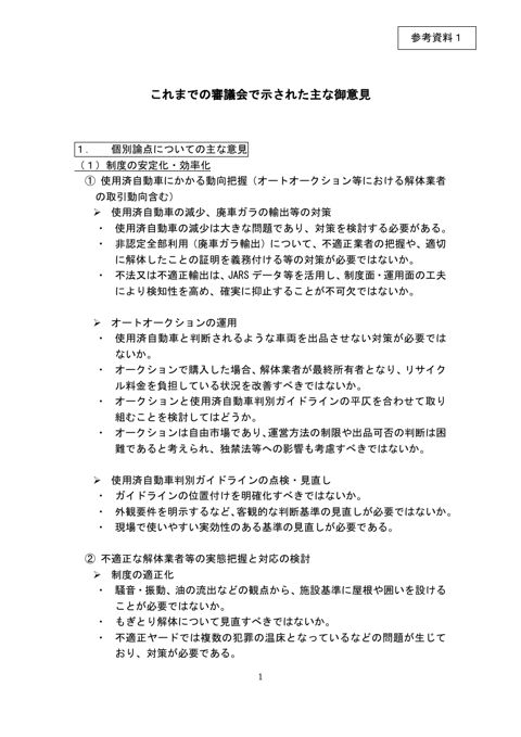 これまでの審議会で示された主な御意見