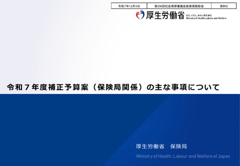 【資料５】令和７年度補正予算案（保険局関係）の主な事項について［PDF形式：2.5MB］
