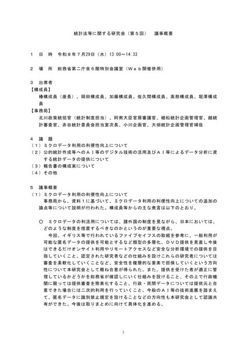 議事概要 の表紙