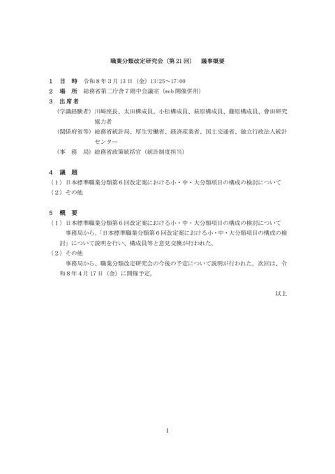 議事概要 の表紙