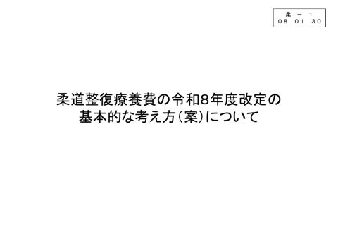 柔－１ 柔道整復療養費の令和８年度改定の基本的考え方（案）について［PDF形式：4.6MB］
