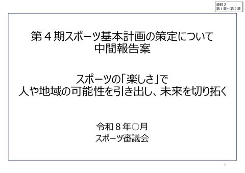 【資料2】 第4期スポーツ基本計画の策定について(中間報告案)