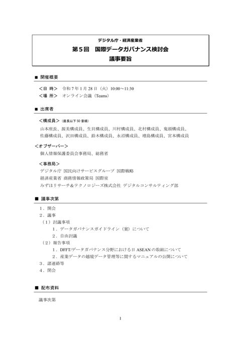 議事要旨 の表紙