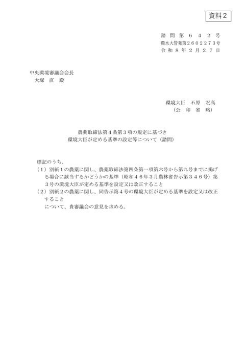 諮問書（写）及び付議書（写）