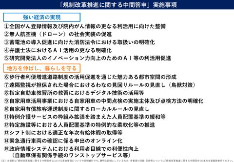 規制改革推進に関する中間答申(実施事項説明資料)