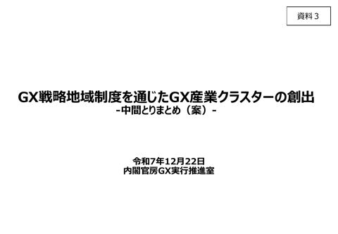 ＧＸ戦略地域制度を通じたＧＸ産業クラスターの創出-中間とりまとめ（案）