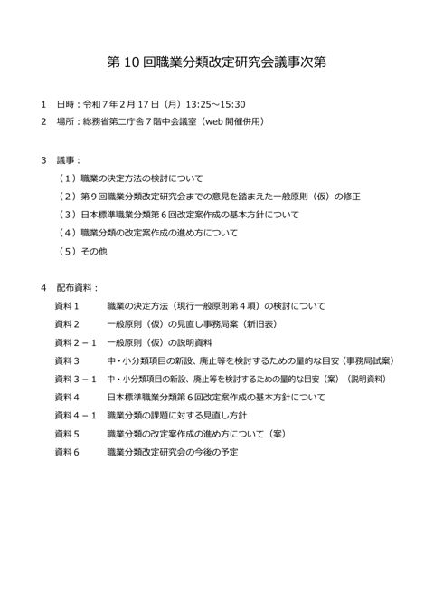 議事次第 の表紙