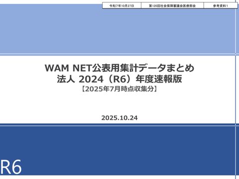 参考資料１ WAM NET公表用集計データまとめ 法人2024（R6）年度速報版［PDF形式：1.6MB］