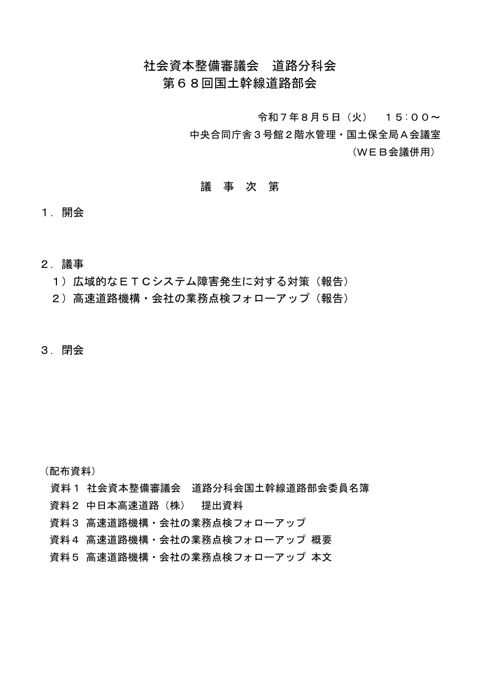 議事次第 の表紙