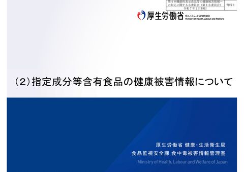 資料３ 指定成分等含有食品の健康被害情報について［PDF形式：3.8MB］