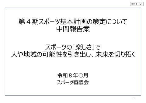 【資料1ｰ2】 第4期スポーツ基本計画の策定について（中間報告案）