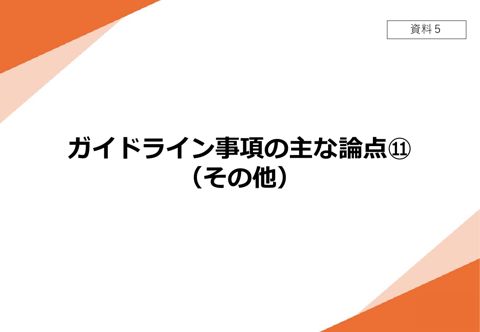 【資料5】 ガイドライン事項の主な論点⑪(その他)